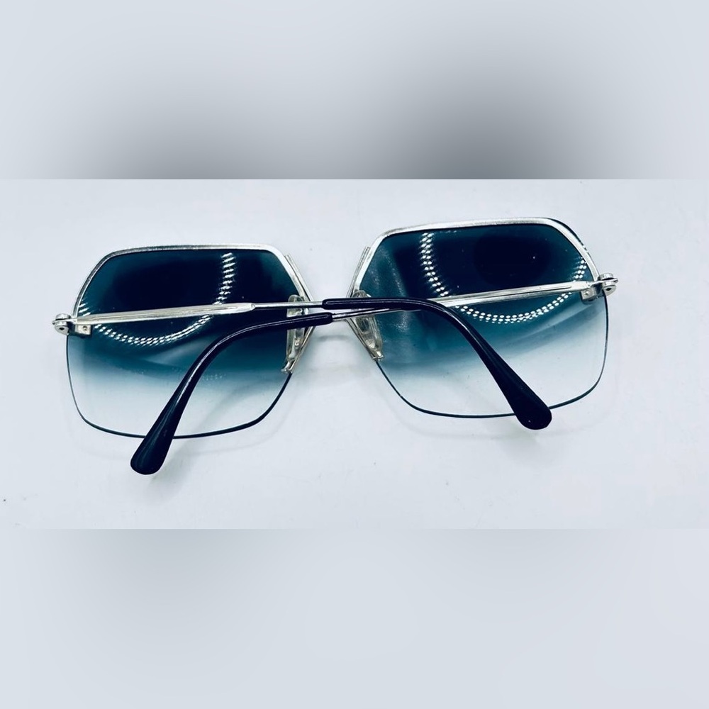 Vintage Silver Oval Half-Rim Sunglasses Frames Only - Picture 4 of 8